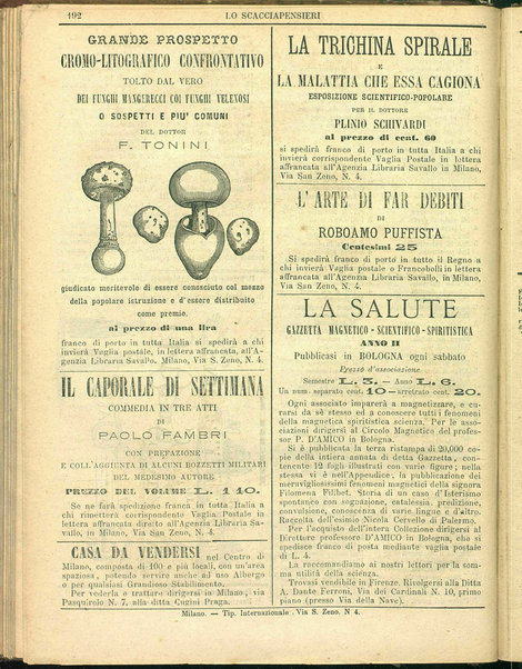 Lo scacciapensieri : giornale pittoresco settimanale