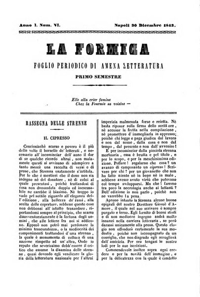 La formica foglio periodico di amena letteratura