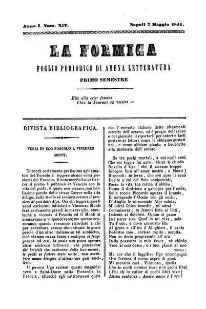 La formica foglio periodico di amena letteratura