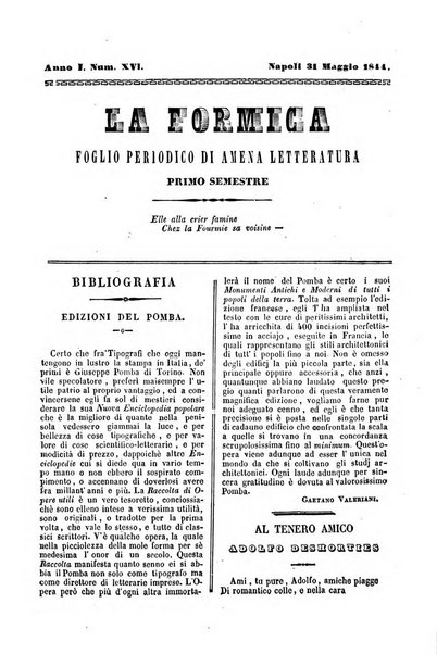 La formica foglio periodico di amena letteratura