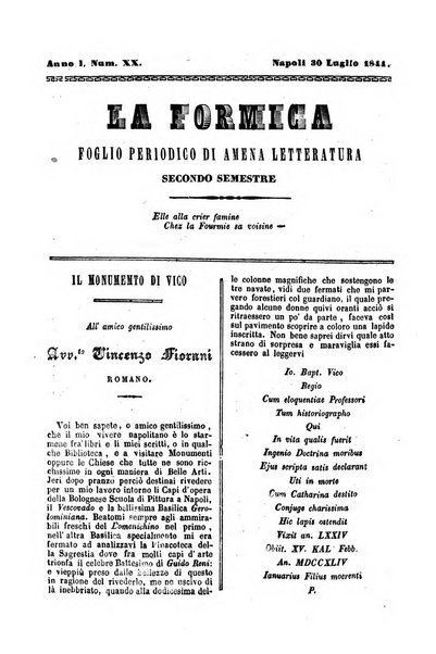 La formica foglio periodico di amena letteratura