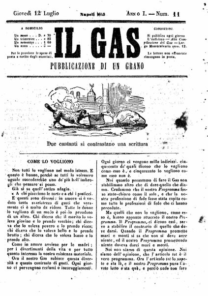 Il gas : pubblicazione di un grano