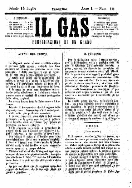 Il gas : pubblicazione di un grano