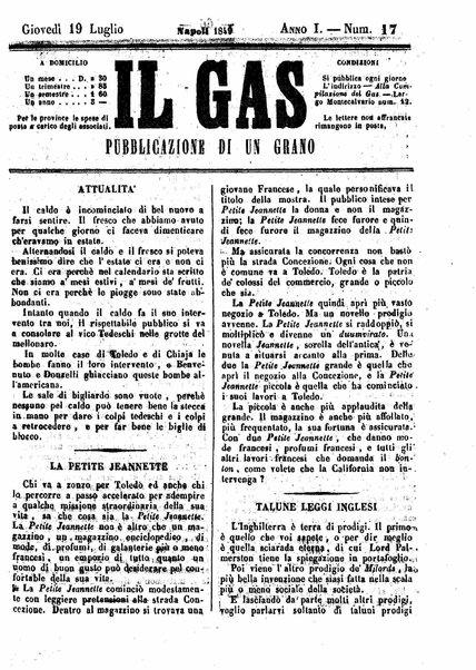 Il gas : pubblicazione di un grano