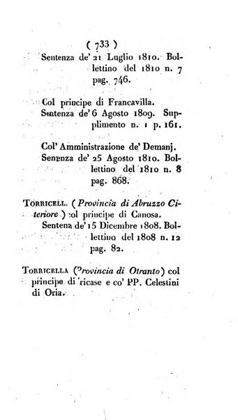 Bullettino delle sentenze emanate dalla Suprema commissione per le liti fra i già baroni ed i comuni