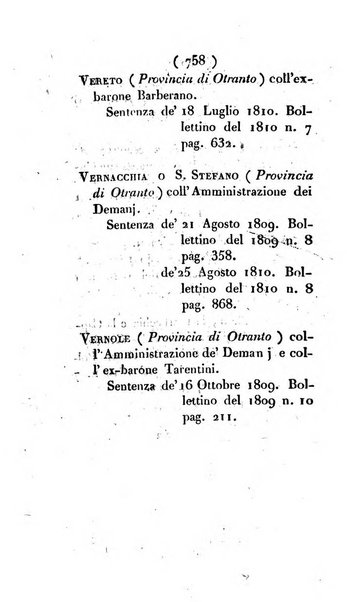 Bullettino delle sentenze emanate dalla Suprema commissione per le liti fra i già baroni ed i comuni