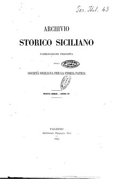 Archivio storico siciliano pubblicazione periodica per cura della Scuola di paleografia di Palermo