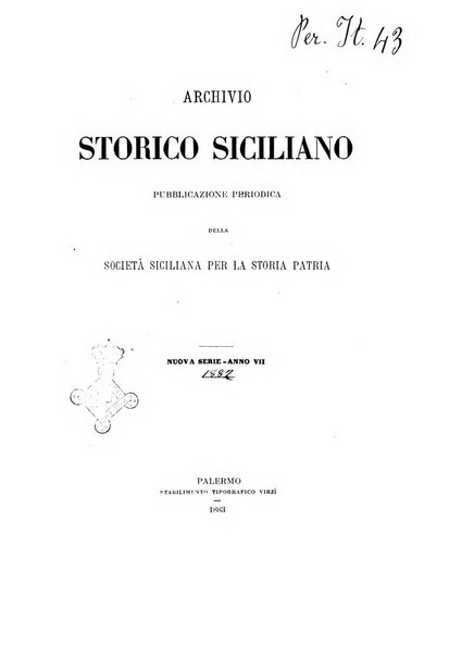 Archivio storico siciliano pubblicazione periodica per cura della Scuola di paleografia di Palermo