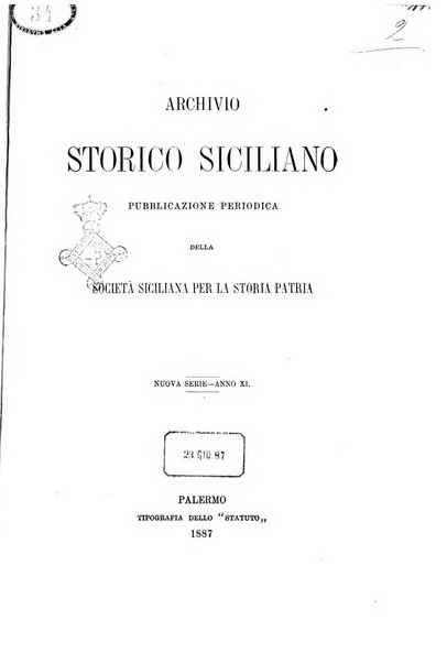 Archivio storico siciliano pubblicazione periodica per cura della Scuola di paleografia di Palermo