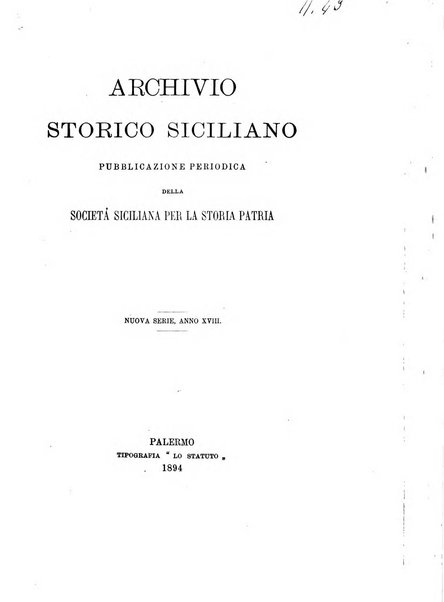 Archivio storico siciliano pubblicazione periodica per cura della Scuola di paleografia di Palermo