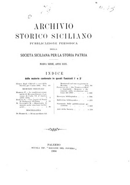 Archivio storico siciliano pubblicazione periodica per cura della Scuola di paleografia di Palermo