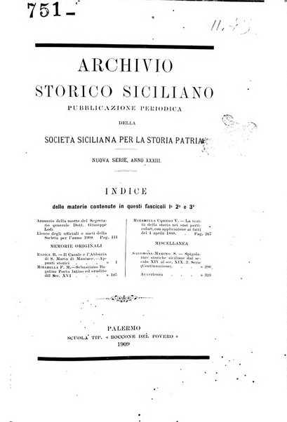 Archivio storico siciliano pubblicazione periodica per cura della Scuola di paleografia di Palermo