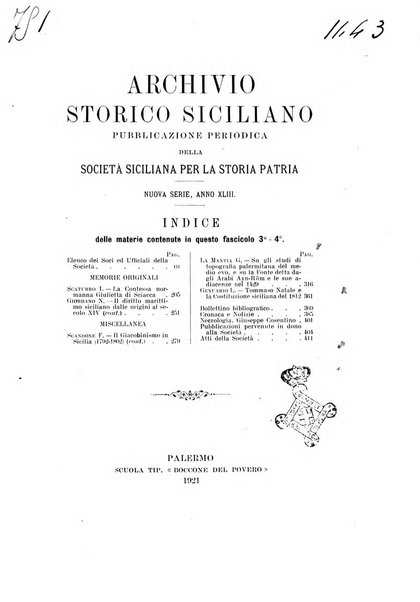 Archivio storico siciliano pubblicazione periodica per cura della Scuola di paleografia di Palermo