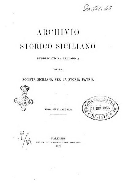 Archivio storico siciliano pubblicazione periodica per cura della Scuola di paleografia di Palermo