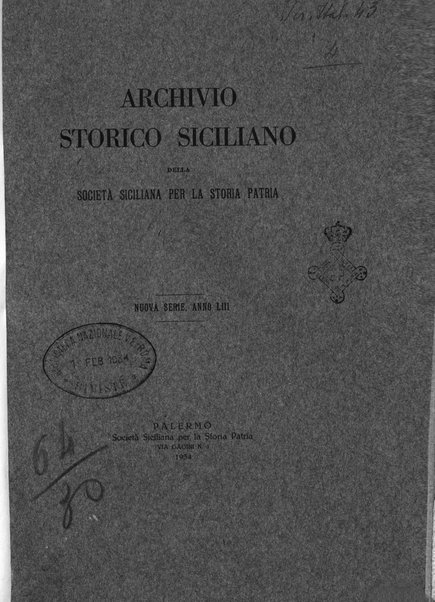 Archivio storico siciliano pubblicazione periodica per cura della Scuola di paleografia di Palermo