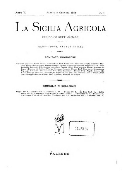 La Sicilia agricola giornale ebdomadario