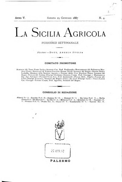 La Sicilia agricola giornale ebdomadario