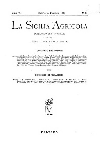 La Sicilia agricola giornale ebdomadario