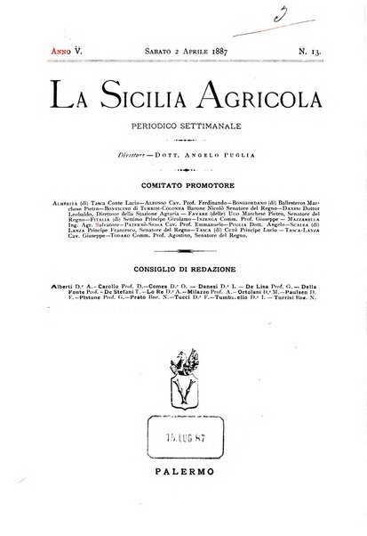 La Sicilia agricola giornale ebdomadario