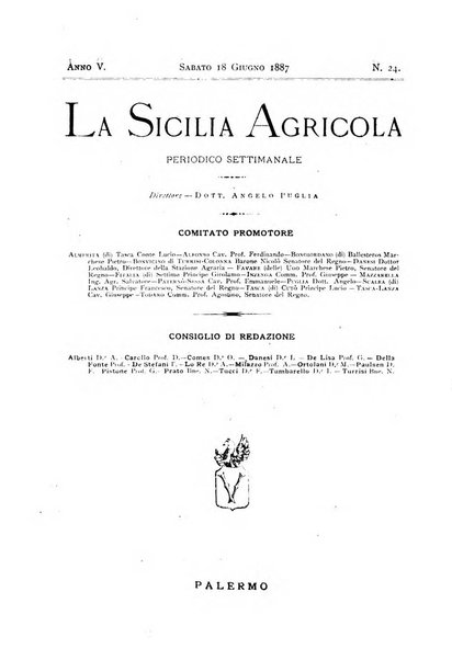 La Sicilia agricola giornale ebdomadario