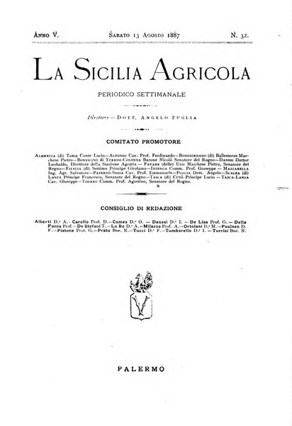 La Sicilia agricola giornale ebdomadario