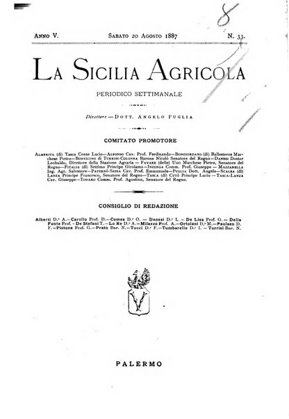 La Sicilia agricola giornale ebdomadario