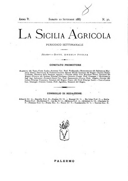 La Sicilia agricola giornale ebdomadario