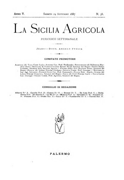 La Sicilia agricola giornale ebdomadario