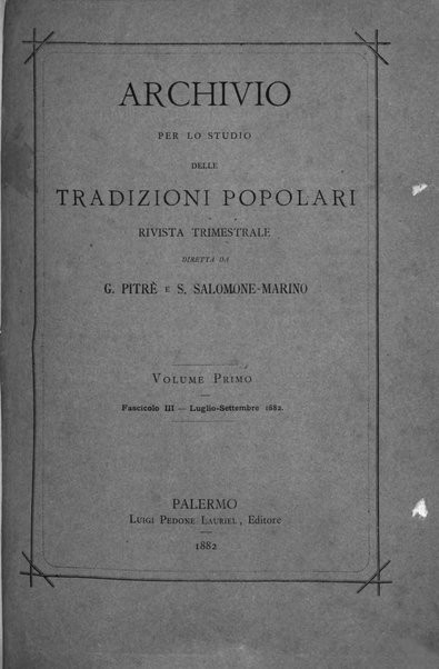 Archivio per lo studio delle tradizioni popolari rivista trimestrale