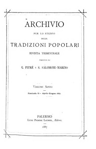 Archivio per lo studio delle tradizioni popolari rivista trimestrale