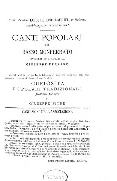 Archivio per lo studio delle tradizioni popolari rivista trimestrale