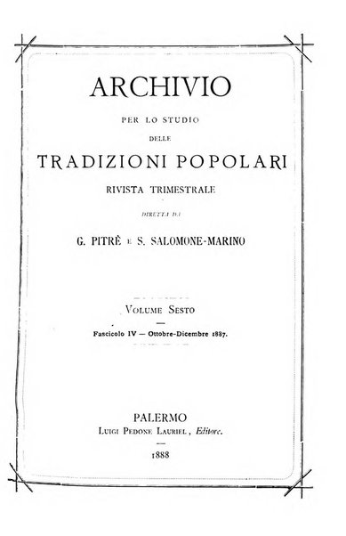 Archivio per lo studio delle tradizioni popolari rivista trimestrale