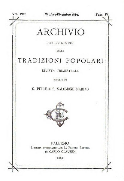 Archivio per lo studio delle tradizioni popolari rivista trimestrale