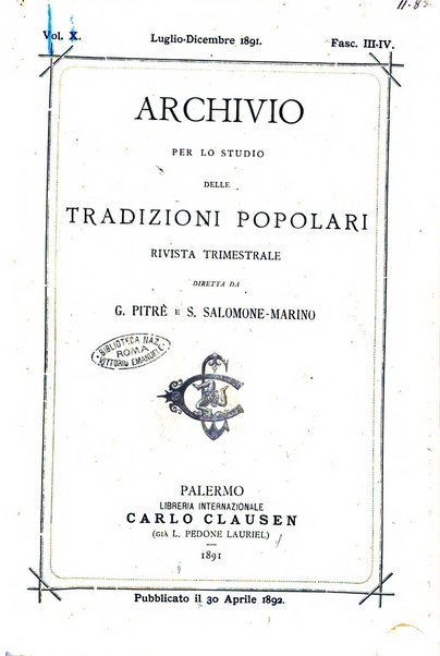 Archivio per lo studio delle tradizioni popolari rivista trimestrale