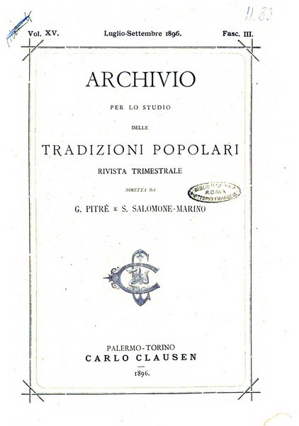 Archivio per lo studio delle tradizioni popolari rivista trimestrale