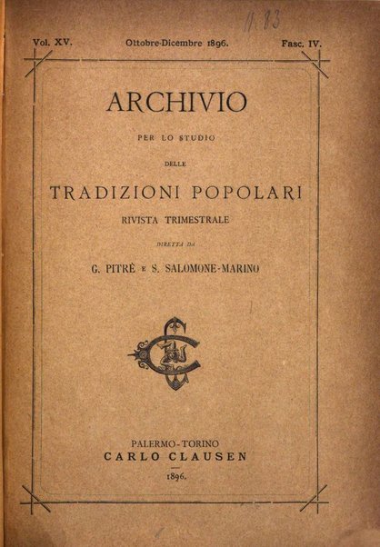 Archivio per lo studio delle tradizioni popolari rivista trimestrale