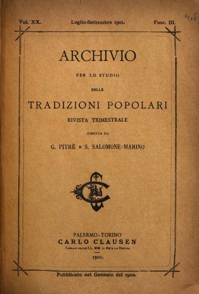 Archivio per lo studio delle tradizioni popolari rivista trimestrale