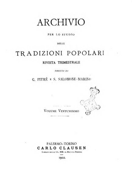 Archivio per lo studio delle tradizioni popolari rivista trimestrale