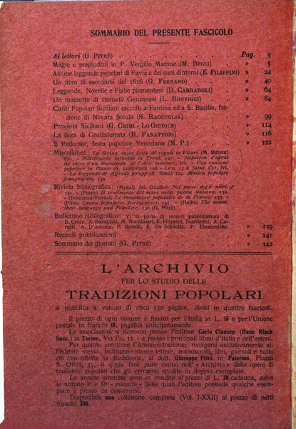 Archivio per lo studio delle tradizioni popolari rivista trimestrale