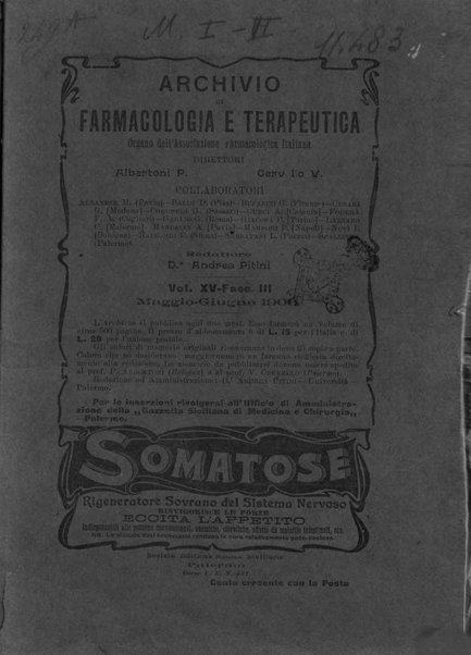 Archivio di farmacologia e terapeutica