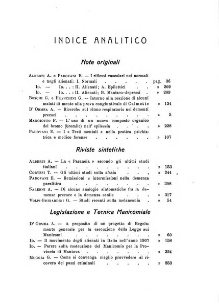 Note e riviste di psichiatria Manicomio provinciale di Pesaro