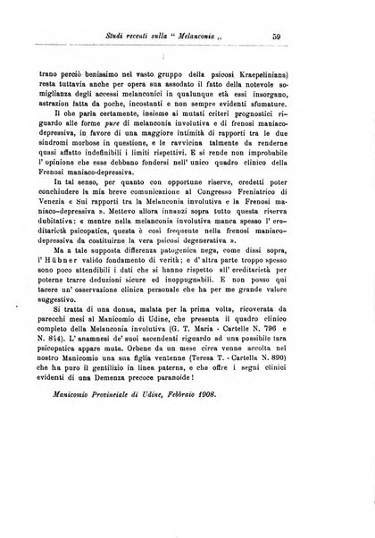 Note e riviste di psichiatria Manicomio provinciale di Pesaro