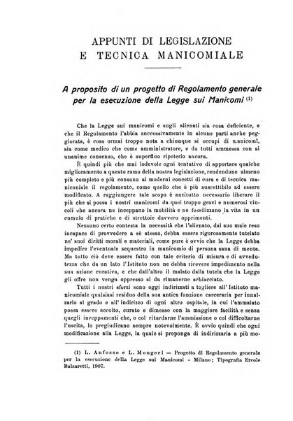 Note e riviste di psichiatria Manicomio provinciale di Pesaro