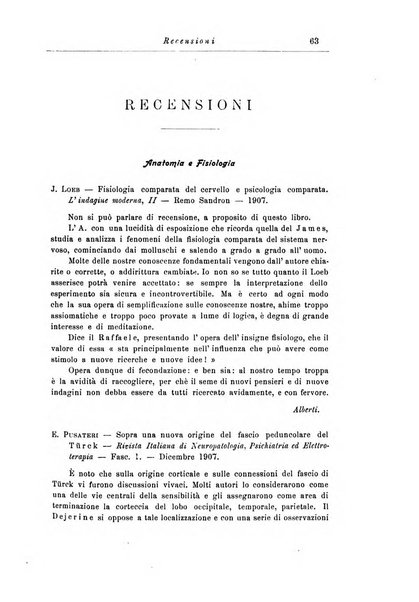 Note e riviste di psichiatria Manicomio provinciale di Pesaro