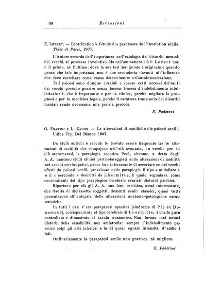 Note e riviste di psichiatria Manicomio provinciale di Pesaro