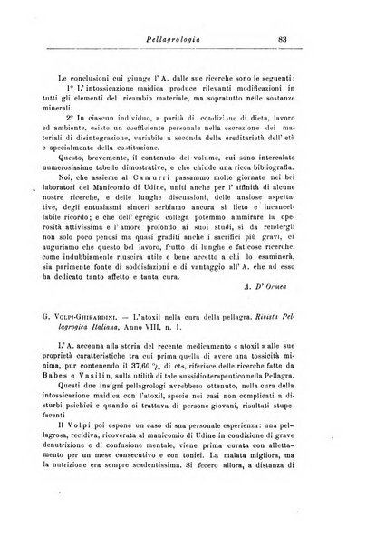 Note e riviste di psichiatria Manicomio provinciale di Pesaro