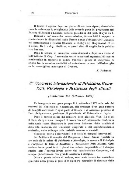 Note e riviste di psichiatria Manicomio provinciale di Pesaro