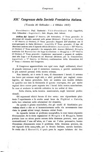 Note e riviste di psichiatria Manicomio provinciale di Pesaro