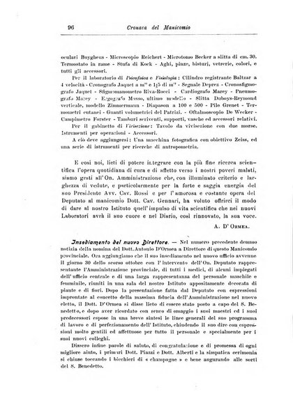 Note e riviste di psichiatria Manicomio provinciale di Pesaro