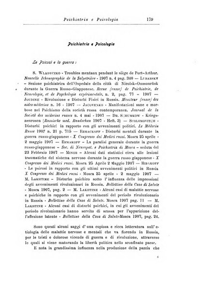 Note e riviste di psichiatria Manicomio provinciale di Pesaro